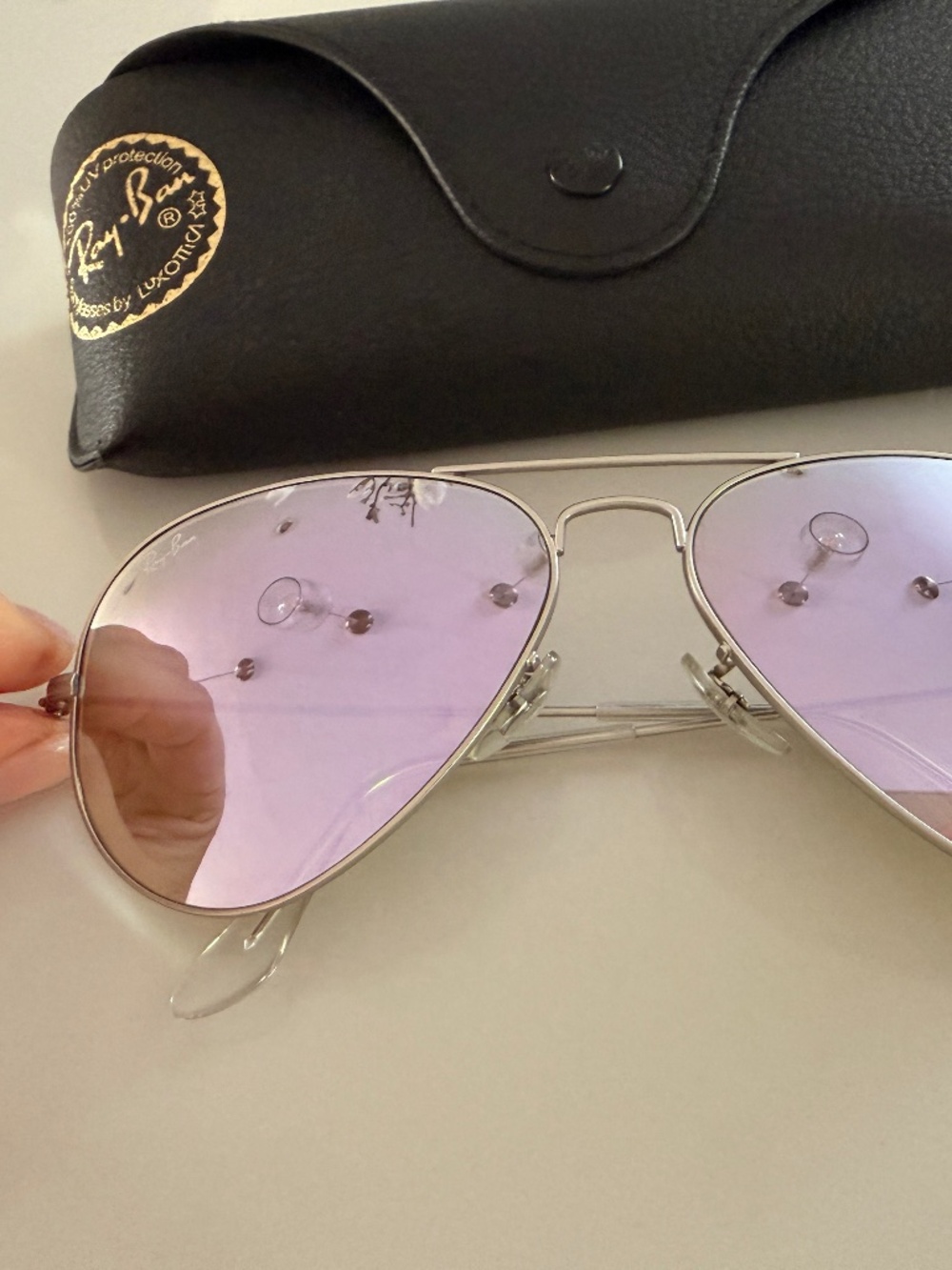 Ray-Ban women’s lavender violet  mirror aviator sunglasses